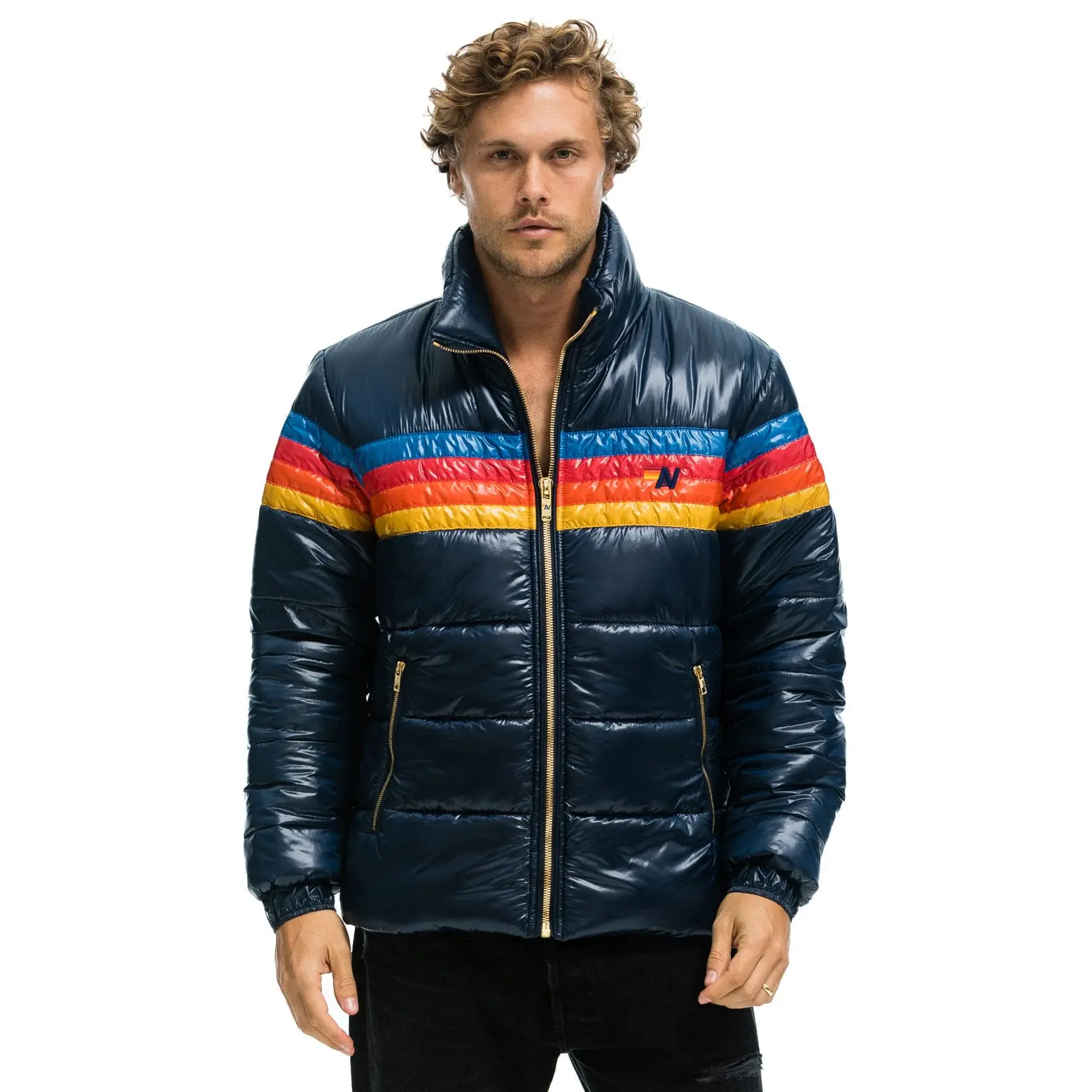 4 STRIPE LUXE TRAVELER JACKET - GLOSSY DEEP BLUE