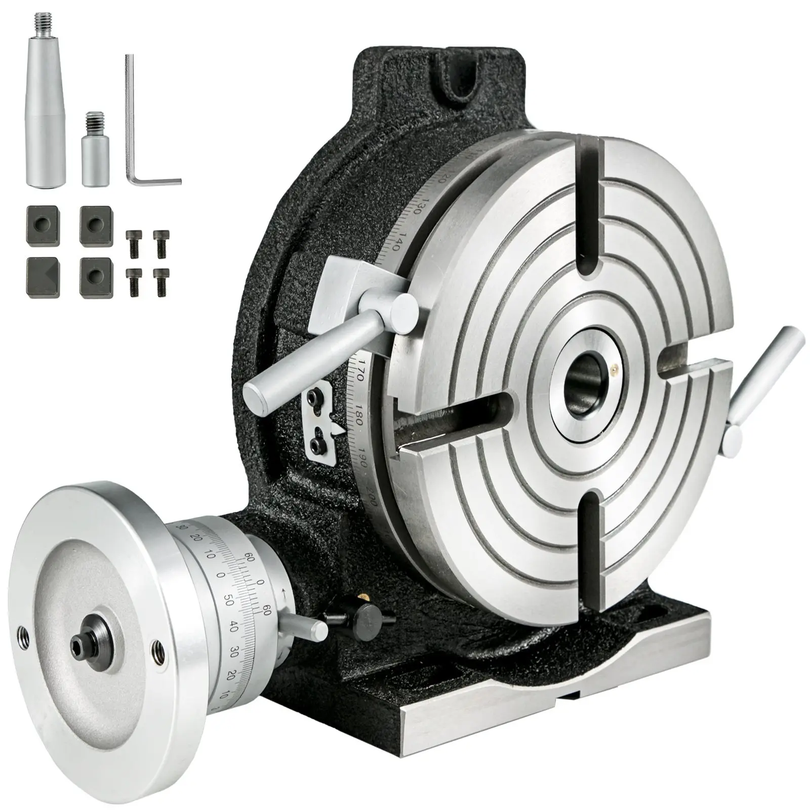 Rotary Table 8 Inch Horizontal And Vertical HV8 Precision 3MT Milling Drilling Machine With Vernier Reading For Milling Drilling And Boring Operations, High Rigidity Cast Iron Construction, Easy Micrometer Fine Adjustment