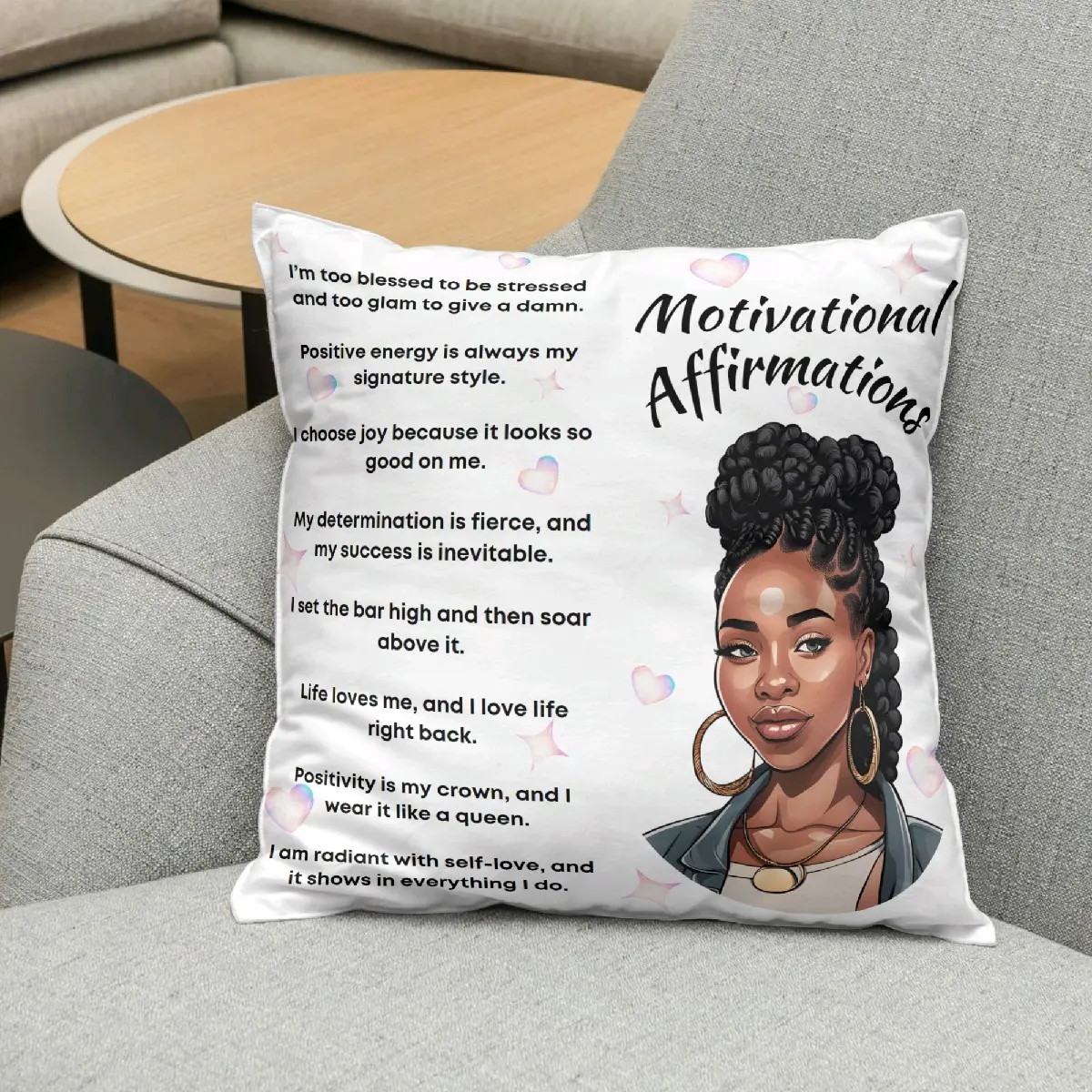 Motivational Affirmation Pillows with Positive Sayings for Improved Mood and Well-being