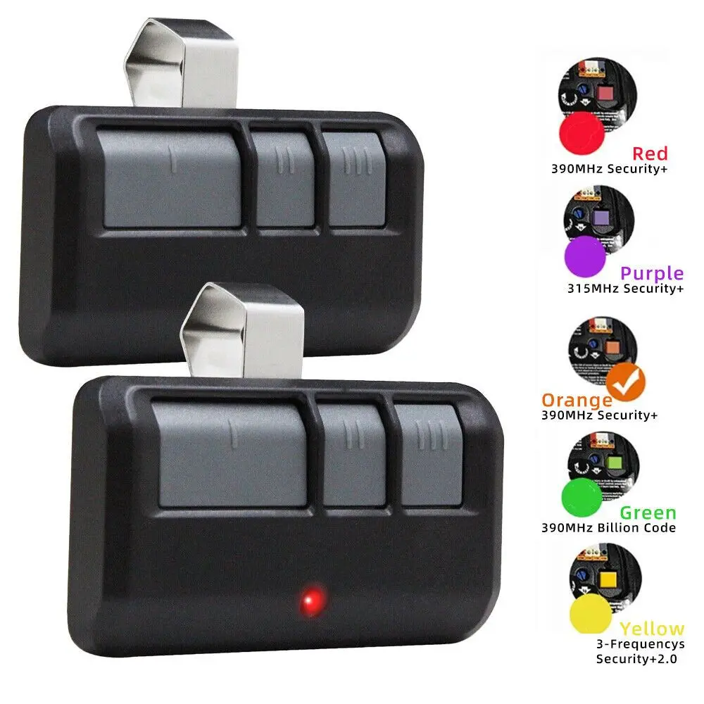 Garage Door Opener Remote Controllers (2 Sets), Battery-Powered, Security Code-Protected, Wide Compatibility with Multiple Frequencies