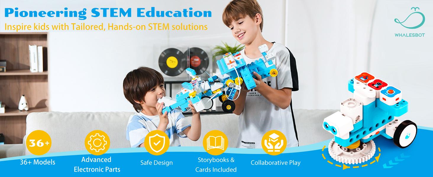 WhalesBot A7 STEM Coding Robot Kit for Kids 3-8, 36-in-1 Interactive Building Toy with Sensors & Controllers, Educational Robotics Kit, Fun Learning Gift for Boys & Girls WhalesBot A7 STEM Coding Robot Kit for Kids 3-8, 36-in-1 Interactive Building Toy with Sensors & Controllers, Educational Robotics Kit, Fun Learning Gift for Boys & Girls