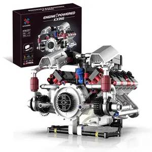 V8 Le Mans Engine Building Blocks Set, Remote Control Electric Mechanical Model, Stem Education Assembly Toy, Suitable for Adults and Car Enthusiasts