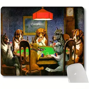 XDHao Dogs Playing Poker Oil Painting Art Funny Mouse Pad Cute Pets Joking Games Print Artwork Mouse Pads for Computers Laptop