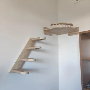 Wooden Cat Wall Shelf, 1 Count Cat Climbing Shelf, Cat Wall Shelf for Sleeping, Playing, Climbing and Resting, Modern Cat Hammock and Furniture