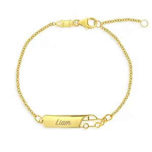 14k Gold 5"- 6" Engravable Car Cutout  Baby / Toddler / Kids Bracelet