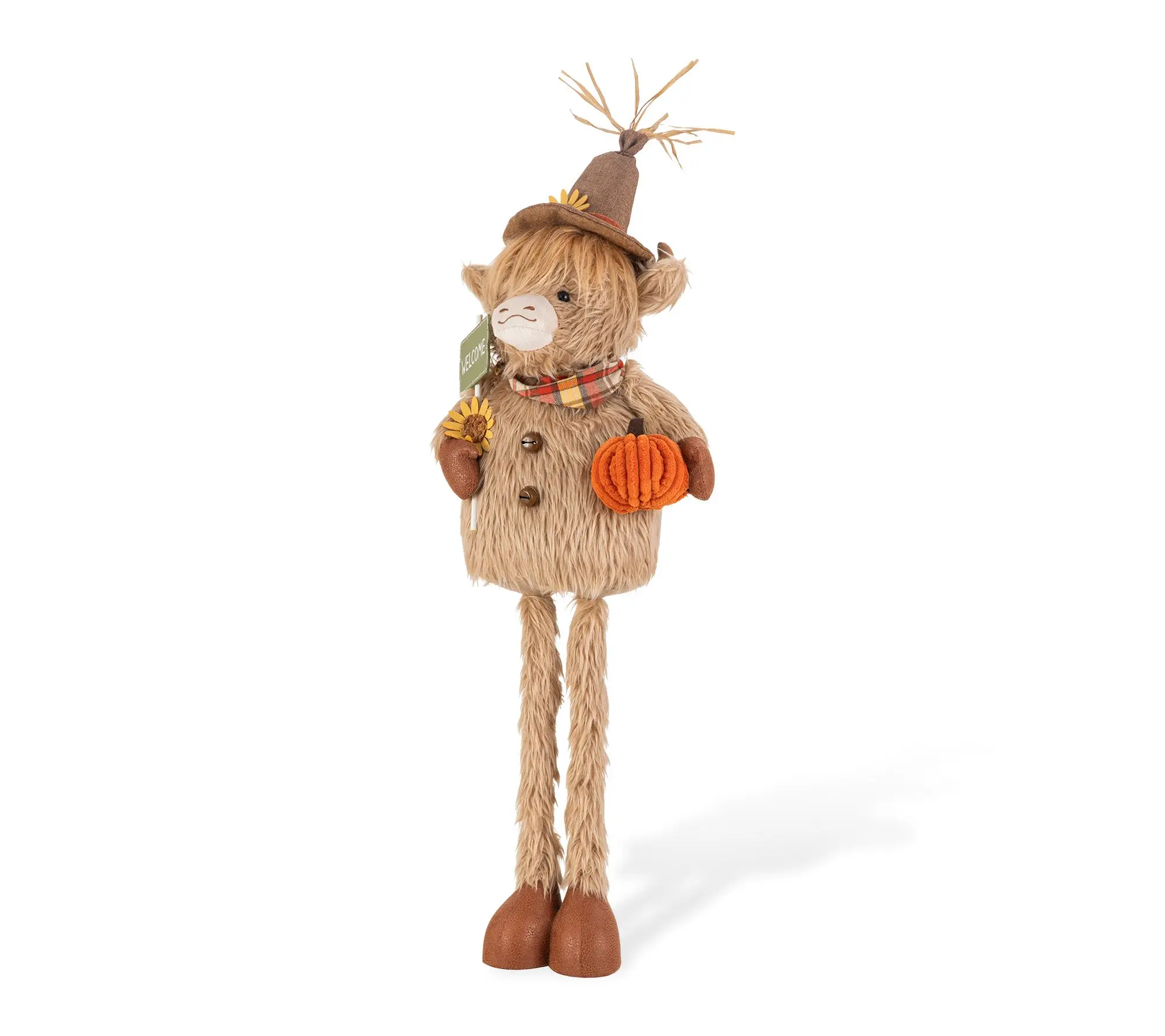 Glitzhome 25"H-35"H Fall Fabric Highland Cow Porch Decor