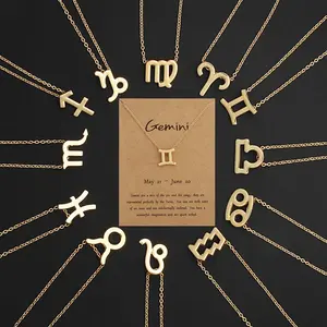 [Limited time event] New personality temperament twelve constellation necklace constellation clavicle chain card short necklace accessories simple fashion advanced