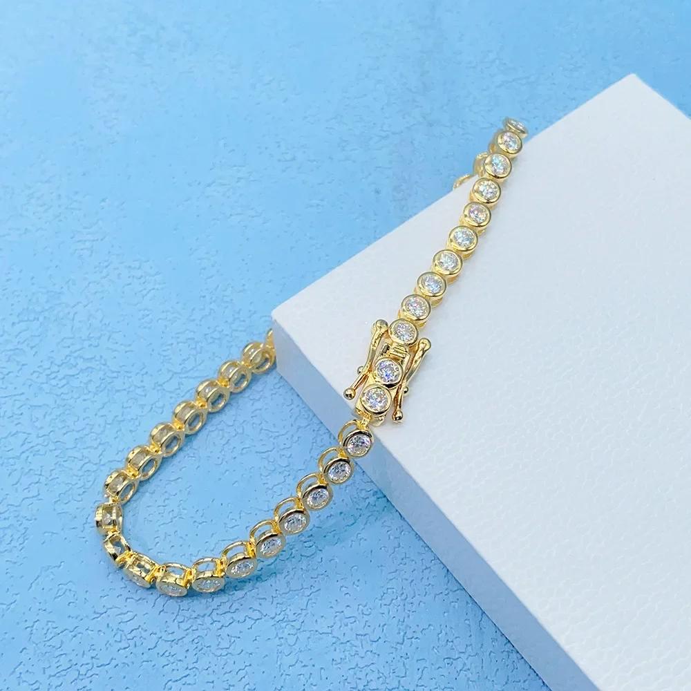 D VVS1 Round Moissanite Tennis Bracelet 3mm4mm5mm 925 Sterling Silver Tennis Stackable Bracelets for Women Men Jewelry D VVS1 Round Moissanite Tennis Bracelet 3mm4mm5mm 925 Sterling Silver Tennis Stackable Bracelets for Women Men Jewelry