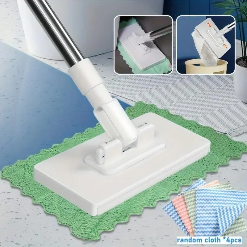 Automatic Flat Mop System, Hands-Free One-Button Cloth Change, Abs Robot Mopping System, Space-Saving Design, Compatible with Standard Cloths, Clean Mop