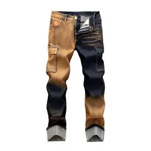 Men's Young Adult Men Stripes Dark Brown Denim Regular Basics Jeans Para Hombre Designer Jeans For Men Fashion Mens Clothing Graphic Jeans Men's Star Patchwork Casual Shorts Men Menswear Motocross Do Not Dry Clean