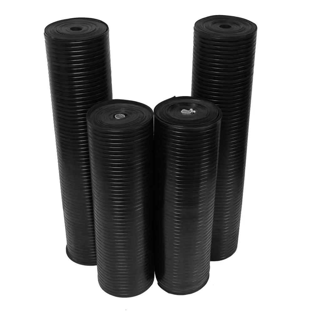 Rubber-Cal "Wide-Rib" Corrugated Rubber Floor Mats - 1/8" Thick - Black Runners