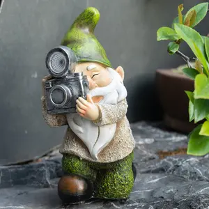 Garden Gnome-Solar Statue Outdoor-Gnomes Decorations for Yard - Photography Pose Gnome for Yard Patio Lawn Garden Gifts