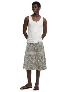 FDR Leopard Print 3/4 Shorts Wide Leg Streetwear Unisex Summer