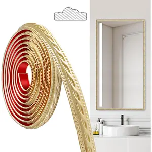PVC Moldings Trim, 300cmx2cm, Peel and Stick Self-Adhesive, Coving for Ceilings, Wall Moldings for Wall Edge, Mirror Frames, Ceiling, Skirting Boards, Cabinet(Champagne )