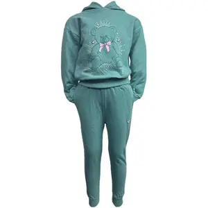 Studio 3 Little Girls' 2-Piece Pullover Hoodie & Jogger Set, Teal, 6