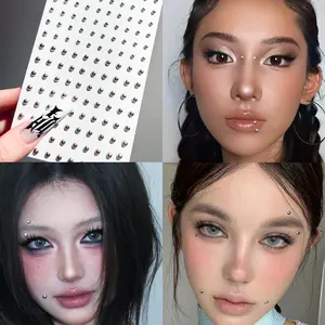 Face Piercing Stickers, 160pcs  Face Steel Ball Lip Stud, silver like Fake Nose Stud, Eyebrow Stud, Non Piercing Nose Stud, Self-adhesive stickers, Y2K Makeup