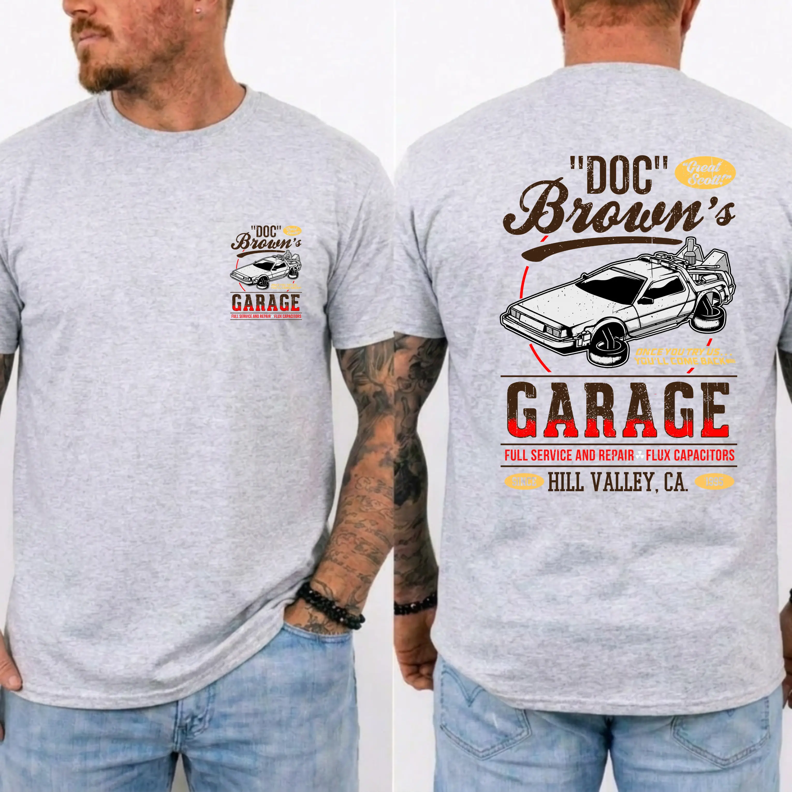 Doc Brown Shirt, Back to the Future TShirt, Vintage DeLorean Car Graphic Tee, Classic 80s Movie Shirt, Gift For Car Lovers