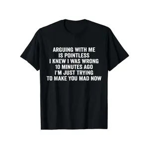 Plus Size Arguing With Me Is Pointless Funny Saying T Shirt Casual Loose Fit Crew Neck Short Sleeve Slight Stretch Fabric All-Season Wear