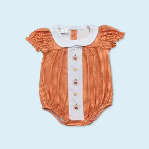 Pumpkin candy corn baby girls Halloween romper