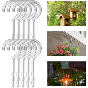 4 Inch Large Heavy Duty Screw Hooks, 10 Pcs Ceiling Hooks for Hanging Plants, Suitable for Indoor and Outdoor Use
