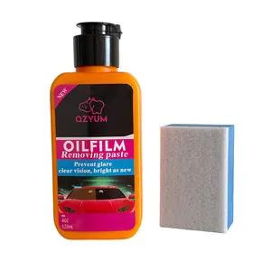 QZYUM Glass Compound Cleaner - Car & Car Detailing Product for Oil Film, Restoring Automotive Glass by Removing Water Spots, Road Oils, Windshield Haze, Wiper Marks and Coatings Prevent Glare Clear Vision, Bright As New