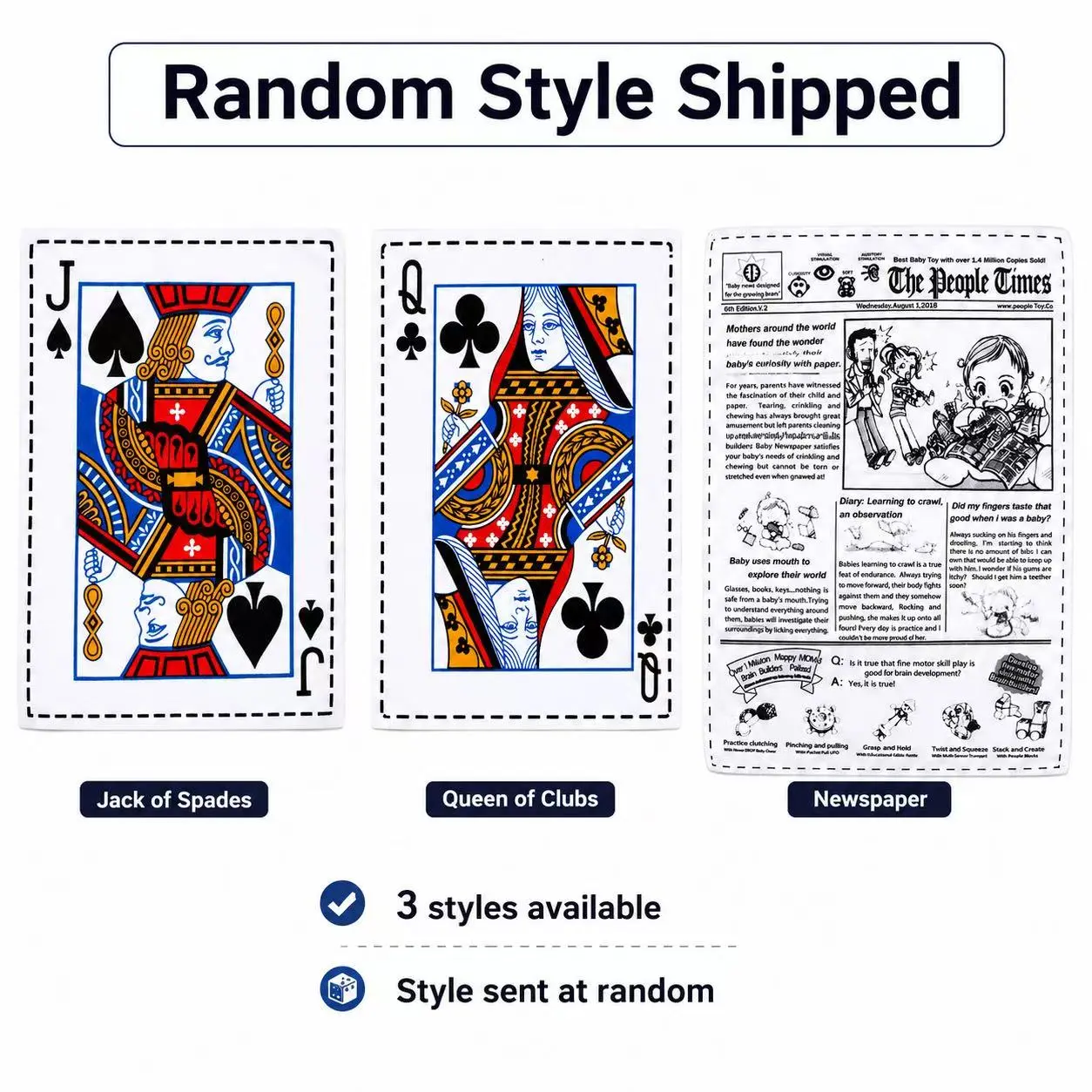 Playing Card Design Only – Not a Gambling Product | Random Style Shipped Crinkle Dog Toy, Interactive Pet Enrichment Toy for Chewing, Shaking & Tugging, 7.28 × 10.24 in