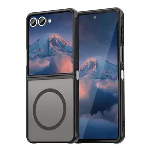 Matte Translucent Magnetic Protective Case For Samsung Z Flip 7 Flip7 5G Lens Protect Wireless Charging Shockproof Cover Casing Accessories
