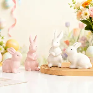 Rabbit ceramic cute home table decoration crafts ornaments Figurines, used for home decoration Easter, living room desk entrance, decoration housewarming festival party