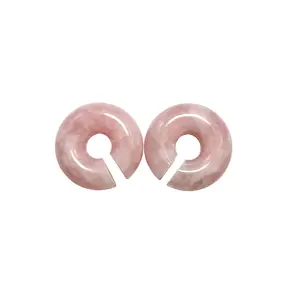 Rose Quartz Hoops – Pair of Polished Stone Ear Weights for Stretched Ears
