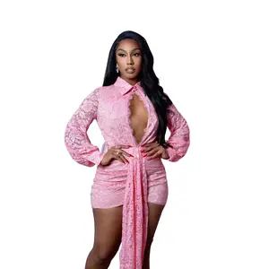 Sweet Embrace Pink Lace Dress