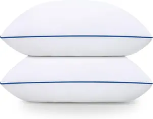 Hotel Collection Bed Pillows for Sleeping 2 Pack Standard Size Cooling Pillows Set of 2 for Back, Stomach or Side Sleepers, Super Soft Down Alternative Microfiber Filled Pillows