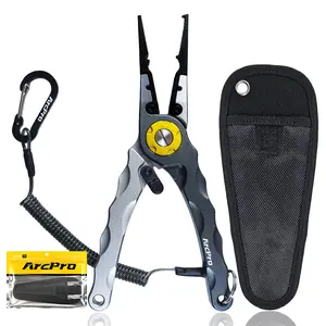 ARCPRO Aluminum Fishing Pliers 7.8-inch Corrosion Resistant Fish Pliers,  Hook Remover, Fishing Pliers Freshwater & Saltwater, Tungsten Carbide Cutters with Sheath and Lanyard, Fishing Gifts for Men
