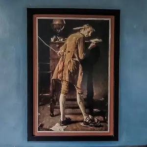 Framed lost Norman Rockwell Painting "Ichabod Crane"
