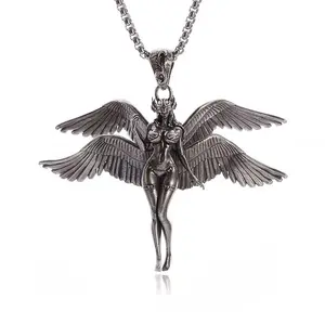 four-winged angel pendant necklace, retro trend fashion accessories, unique ingenuity, luxurious and charming, versatile daily gift