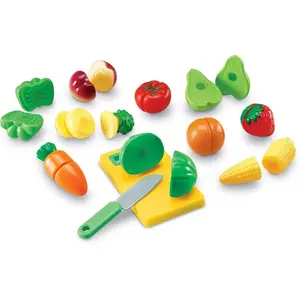 Learning Resources Pretend & Play Sliceable Fruits and Veggies Toy, Kids Play Food, Plastic Fruit & Veggies, Kitchen Toy, Ages 3+, multi-color