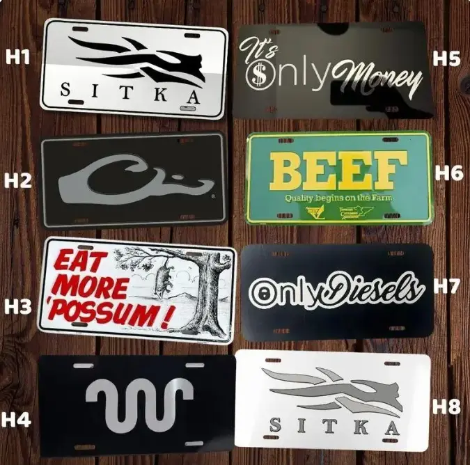Retro SITKA, TCA BEEF, OnlyDiesels, KING RANCH It's Only Money, Drake License Plate, Car Truck Tags, Hunting, Farm Life