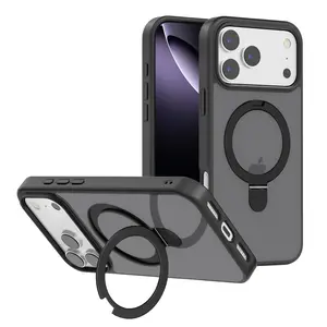Magnetic Ring Stand Case for iPhone 17 Pro Max/16 Pro Max, TPU+PC Shockproof Cover with 1500G Strong Magnet, Built-in Kickstand