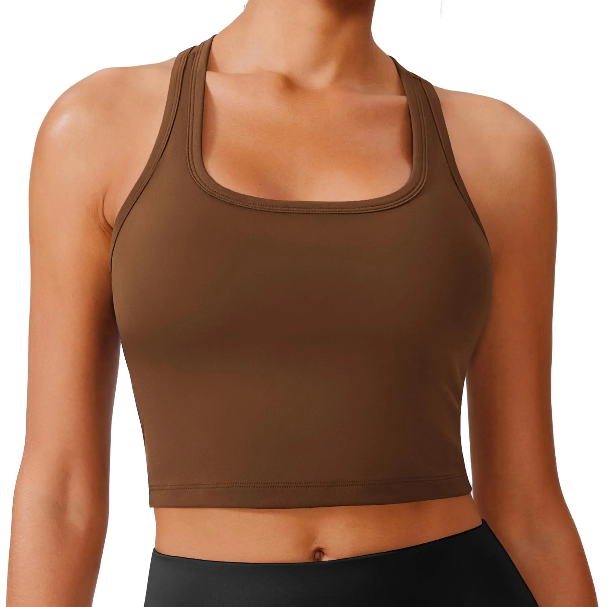 PINSPARK Sports Bra Longline Racerback Tank Tops for Women Padded Workout Yoga Top OutdoorFun tiktokshopbacktoschool PINSPARK Sports Bra Longline Racerback Tank Tops for Women Padded Workout Yoga Top OutdoorFun tiktokshopbacktoschool