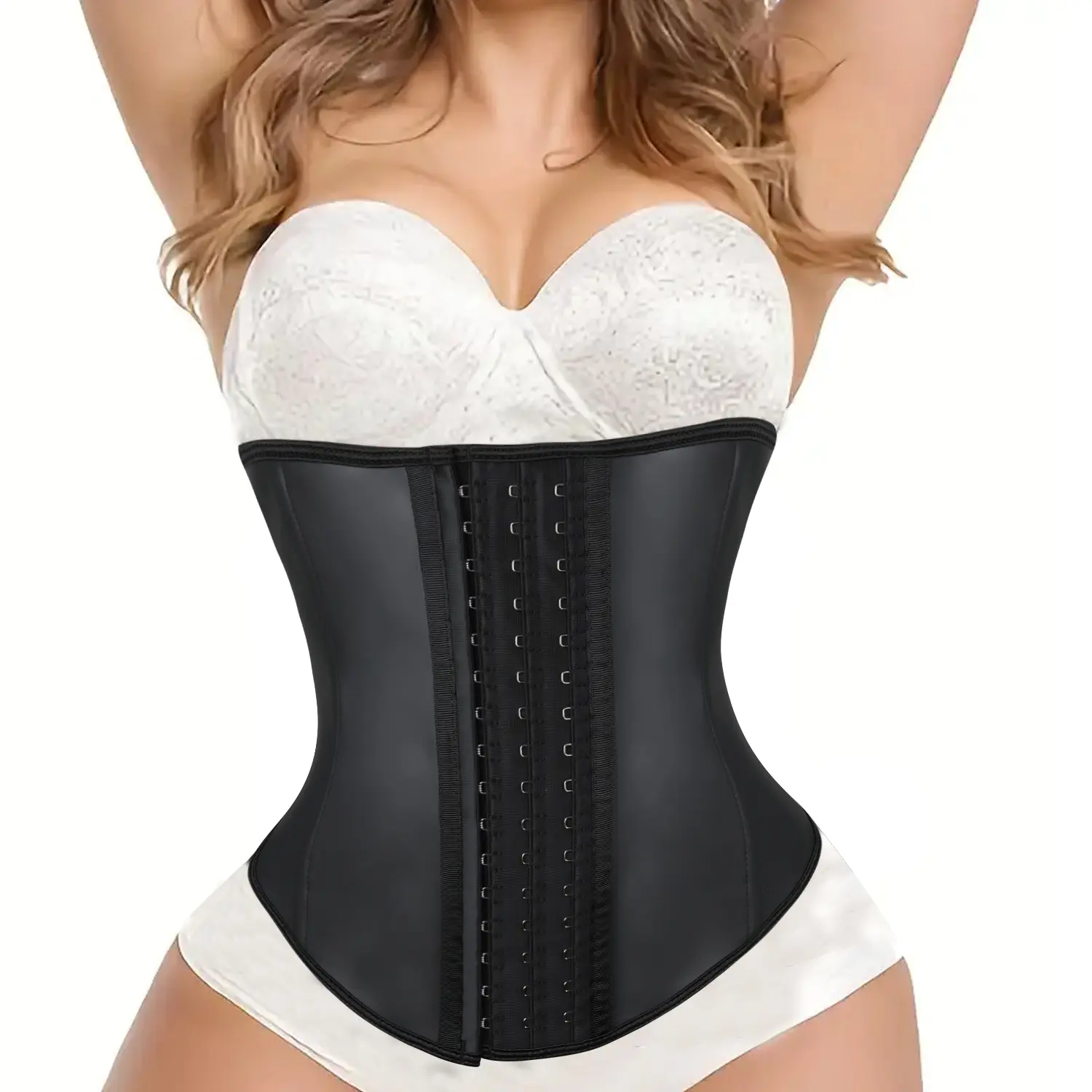 Women's Long Torso Latex Shapewear Waist Trainer - 3 Hooks, High Compression Tummy Control Corset with 9 Steel Bones, Elastic, Casual for Wedding & Activewear, High Compression Shapewear
