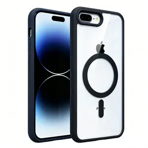 Magnetic for iPhone 7 8Plus SE2 SE3 anti-slip transparent wireless charging protective phone case Casing
