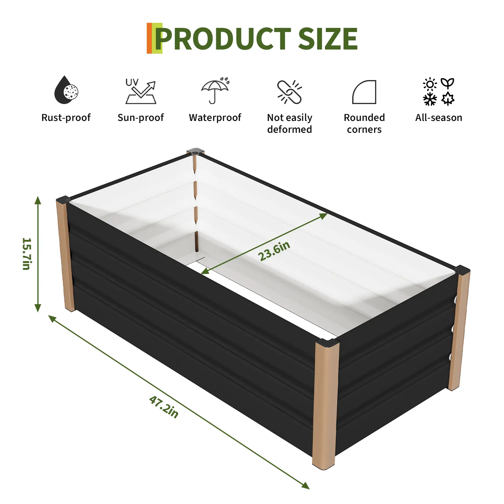 Heavy-Duty Lightweight Minimalist Rectangular Aluminum Raised Garden Bed - Large Versatile Outdoor Planter Box with Open Bottom, Rounded Safety Corners, Anti-Cut Trim - Weatherproof, Rust-Resistant Gray for Serious Gardening, All-Season