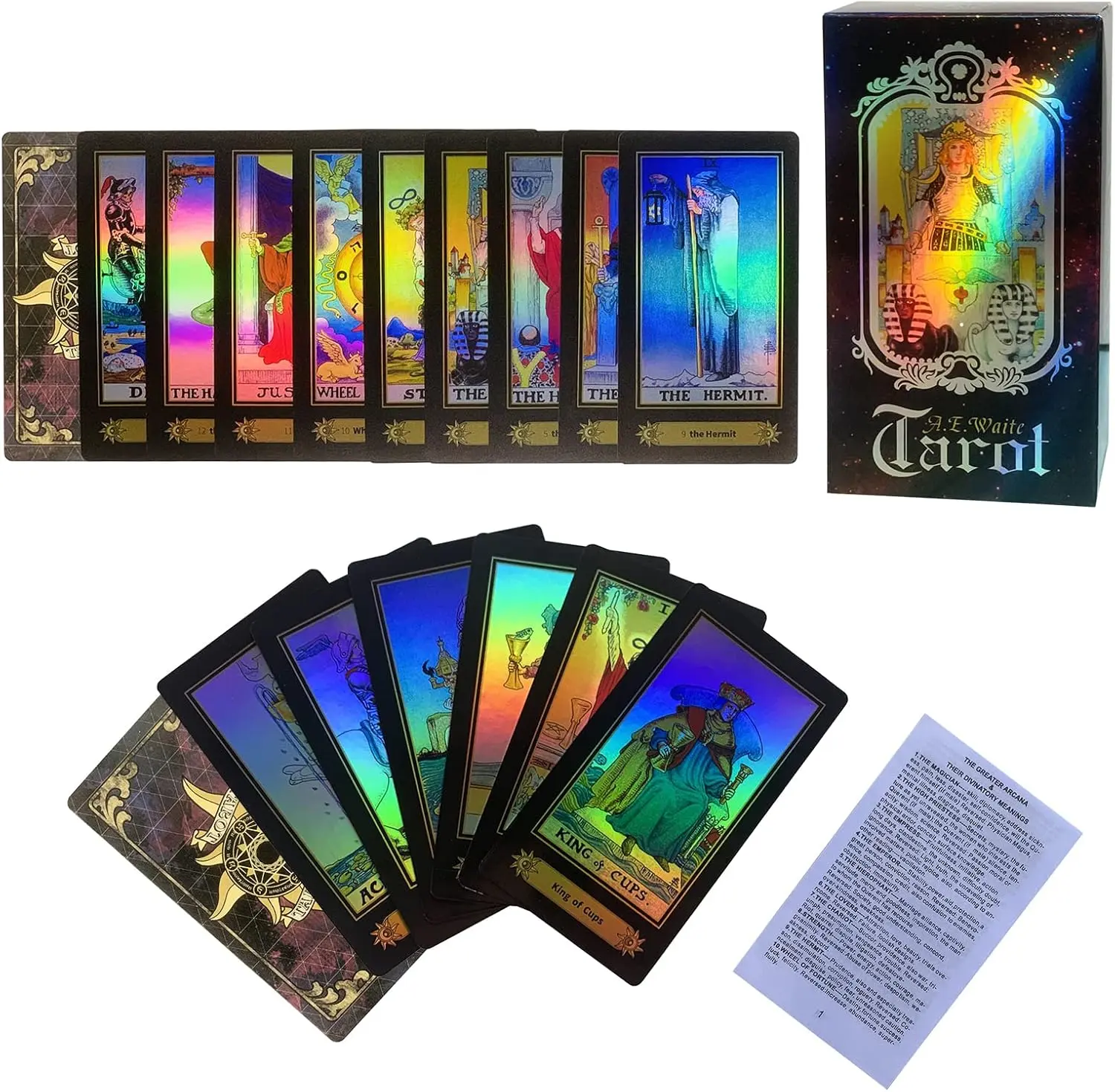 SUNHHX Tarot Cards Set, 78 Surface Laser Tarot Cards with English Instructions Book for Beginners (English Edition)