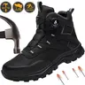 Men's Breathable Steel-Toe Safety Footwear - Synthetic, All-Season, Lace-Up, Minimalist Closed Round Toe, Lightweight Mesh Athletic Fabric, Puncture-Proof Kevlar Sole, Precision Grip Work Boots for Construction Workers, Walking Shoes