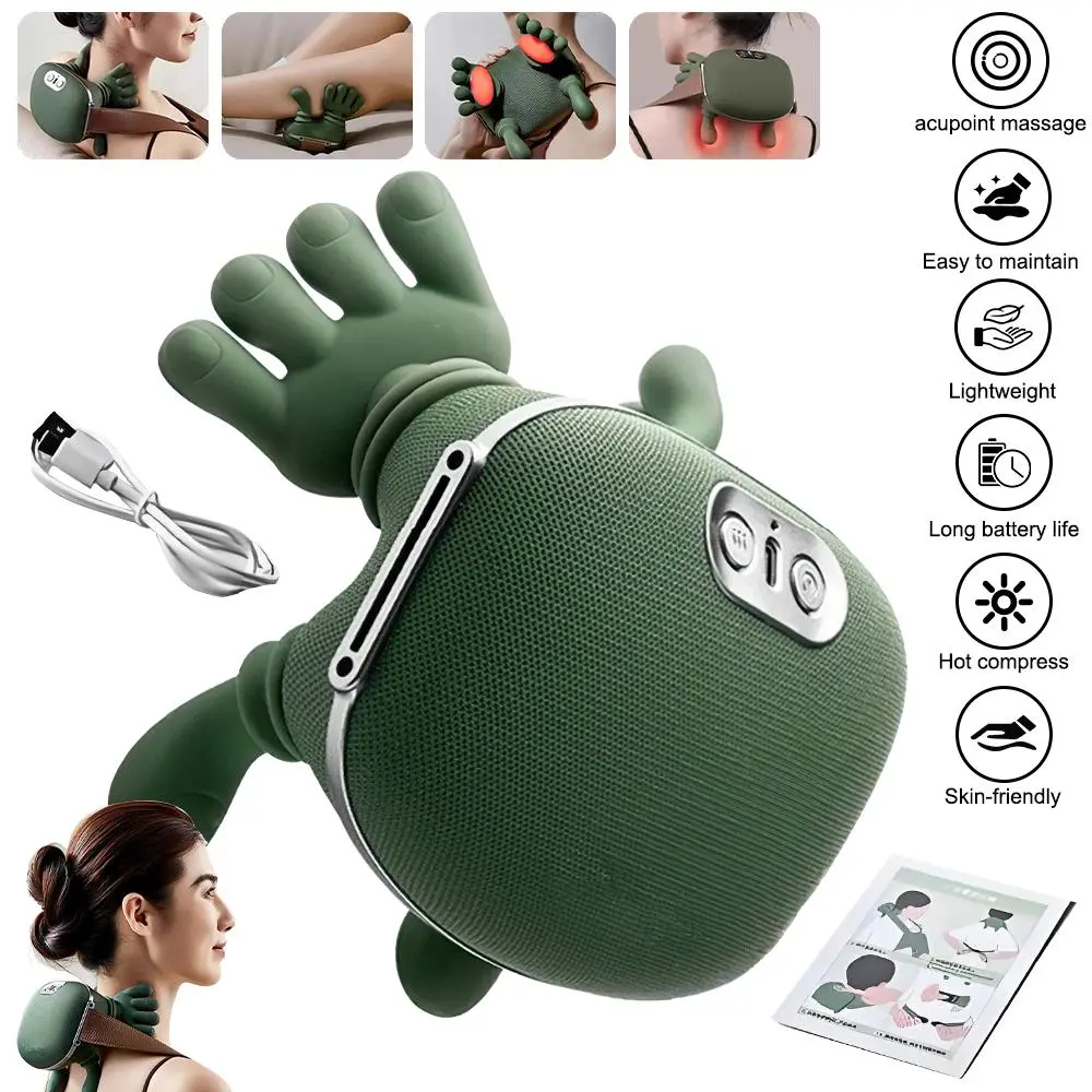 Wireless Heated Neck Massager with 4D Kneading, Deep Tissue Muscle Relief for Neck Shoulder Back, Rechargeable Portable Electric Massager, Soothing Heat Therapy for Pain Relief, Lightweight Design Perfect for Home Office Travel Use