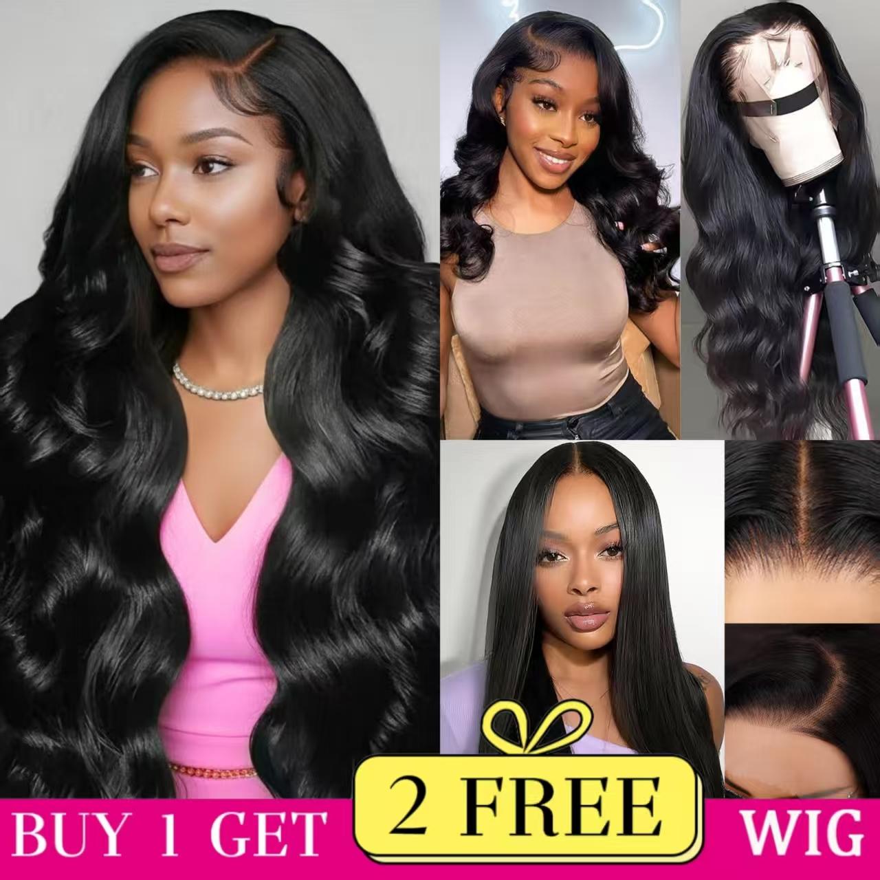 Combo sale [30'+22'+22'] " buy 1 get 3 wig'' 13x4 Body Wave & Straight Lace Front Wigs Human Hair with Baby Hair 180% Density Human Hair Wigs for Black Women