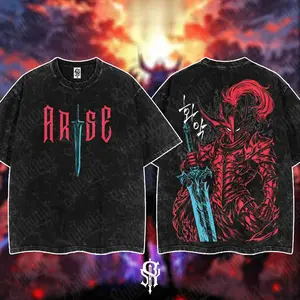 Shibuya Igris Vintage Washed Oversized T-Shirt & Hoodie, Solo Leveling Shadow Knight Commander Graphic, Heavyweight Cotton Streetwear for Men & Women, Anime Fan Outfit, Casual Urban Style, Bold Loyalty & Silent Blade Design