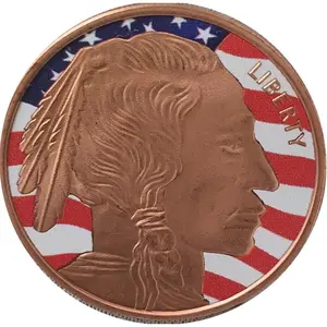 Buffalo Nickel Tribute with Fireworks Reverse - 1 oz .999 Fine Copper Round