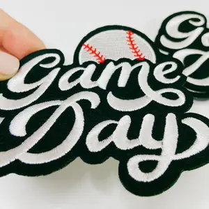 GAME DAY Baseball  -4" Embroidered Patch in White & Black