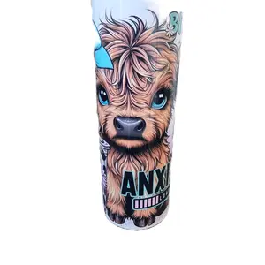 Anxiety Cow Tumbler - Unique Design with Blue Accents for Daily Use
