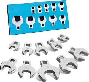10- 3/8" Drive Crowfoot Wrench Set, Open End Wrench Set, SAE, 3/8"-1", CR-V Steel, with EVA  Tool Organizer